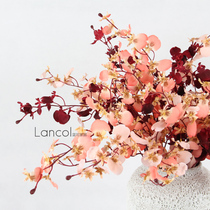 Lancol Retro Art Emulation Floral Autumn Coral Red Dancing Land dining room Restaurant decoration Flowers desktop fake flowers