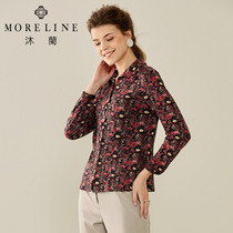 Mulan design sense niche print shirt ladies long sleeve short top retro shirt mother high quality womens clothing