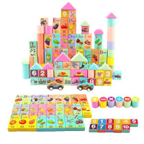 Wooden childrens building blocks puzzle force development brain 1-2-3-6 years old solid wooden baby puzzle assembly toy