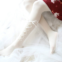 2021 spring lolita sweet and beautiful loolie strap with pantyhose Japanese velvet cross wire with butterfly knot beauty leggings