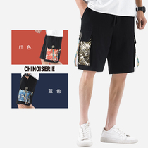 Large size mens summer thin loose linen pants five-point pants cotton linen casual shorts mens Chinese style mens pants