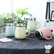 Children and girls drink water Korean ceramic cup with lid Ceramic cup without spoon Childrens household Korean simple