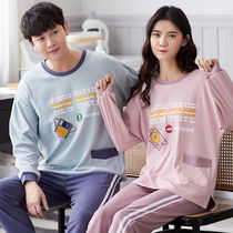 Couple Sleepwear Spring Autumn Season Long Sleeve Casual Mens Pure Cotton Quality Cartoon Cute student Home Clothing Extractable Suit