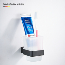 304 stainless steel toothbrush cup holder mouthwash cup black stainless steel tooth cup storage bathroom wall-mounted toothpaste storage