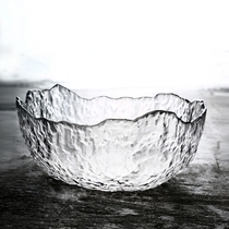 Japanese Creative Irregular Large Glass Glacier Big Bowl Vegetable Fruit Plate Salad Bowl Soup Bowl Dessert Bowl Tea Wash