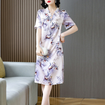 Real Silk Dress Sauna Silk 2022 Pop Dresses Long Covered Meat Woman Summer New style Heavy Pound High-end Hangzhou Big card