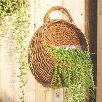 Qiwei Wall Wall flower pot green wall hanging wall decorative rattan potted flower basket type green flower wall hanging flower pot hanging