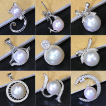 Pearl diy material 925 silver accessories s925 sterling silver pendant empty support necklace drop child pendant accessories handmade