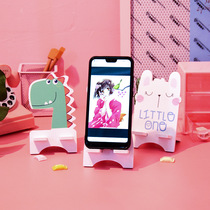Creative cartoon lazy mobile phone holder cute mobile phone holder flat shelf portable desktop wooden mobile phone holder