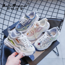 Womens shoes 2021 spring new Korean version of childrens soft bottom father shoes boy mesh breathable running shoes Spring