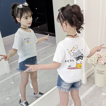 (Off code clearance)Girls T-shirt short-sleeved summer clothes 2020 new foreign style pure cotton tide childrens summer half sleeve