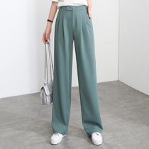 Broadlegged Pants Woman High Waist Pituality 2021 Spring Autumn Season New Loose Straight Drum 100 Hitch Slim Feel Tug Long Pants Woman