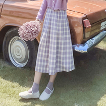 Port Taste Retro Plaid Half Body Skirt Woman LAZY A CHARACTER UMBRELLA DRESS 2022 SPRING DRESS NEW LITTLE SUB OCEAN GAS LONG SKIRT