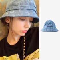 Nazza with the same MARINE SERRE blue washed cowboy full moon fisherman hat A006ICONXU-06