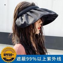 Chen Jiajia tong-style sun hat female summer foldable air top anti-UV black rubber sunscreen hair stirrup shell hat