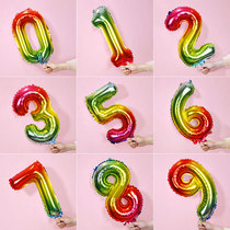 18 inch gradient birthday digital balloon 0-9 year old baby birthday party decoration party decoration aluminum film balloon