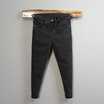 Tide brand 2021 spring new old black jeans men Korean Trend Micro-span slim small feet stretch pants