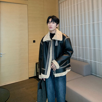 Hualun winter trend fur integrated handsome lamb fur coat men plus plus plus thick leather jacket handsome leather coat