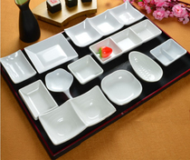 Tableware set Japanese snack plate Hot pot seasoning bowl Melamine two-grid three-grid flavor plate Commercial creative barbecue plate