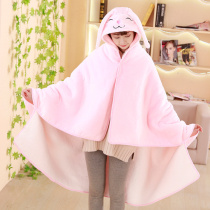  Winter thickened shawl Primary school students have sleeves nap quilt blanket can be worn blanket hooded cloak cloak