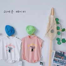 2021 Korean ins new baby clothes alphabet climbing clothes bag fart clothes one-piece trend summer baby