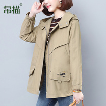 Even cap jacket female short subspring autumn season 2021 new big code loose casual middle-aged mom jacket
