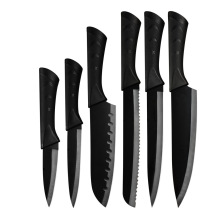 Kitchen Knives Suit Combination 6 Pieces Black Plastic Horseshoe Shaped Handle Stainless Steel Chefs Knife Sharpened Multipurpose