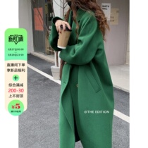 South Korea Dongdai 2023 Autumn and Winter New Bearl Line Double - sided Cashmere Coat Woman in the long - range loose coat