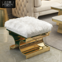 Simple wool stool household ins Nordic bed tail stool stainless steel low stool fashion dressing stool cloth art shoe chair