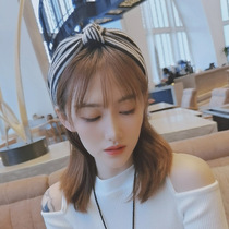 Wool braided stripes knotted hair hoop simple wide-edged hairpin female Korean hair band Joker out net red headband