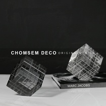 Modern extremely simple transparent geometric square crystal Rubiks cube decoration model room sales office soft decoration decoration