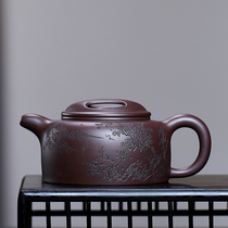 The bid is to be under the provincial master Yang Qinfang Gaogong Zhao Minfang Niugai lotus seed old purple mud 450cc purple clay pot