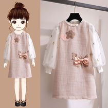 Girls autumn dress suit new Korean version of foreign style children long sleeve plaid princess dress