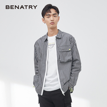 Benagawa tooling long sleeve shirt cotton men loose trend summer Joker Korean thin shirt jacket