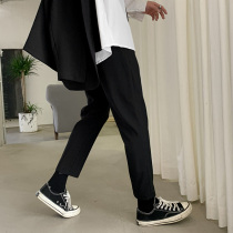Drop pants Mens summer thin casual pants mens loose straight slim nine-point pants Hanging small suit pants men
