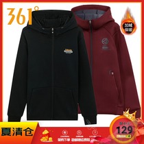 361 degrees mens velvet thickened jacket 2019 winter new ban sweater 361 winter hooded sportswear men