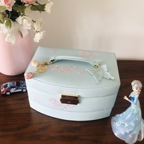 New Blue Jewelry Box storage box leather custom European gift jewelry box high-grade earring ring large capacity