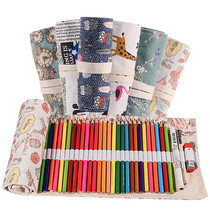 Canvas color pencil bag 24 36 48 72 hole large capacity reel pencil bag vintage fine art painting special pen curtain