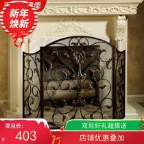 Popular folding mobile frame white black Fujian iron New European fireproof three-fold fireplace partition screen