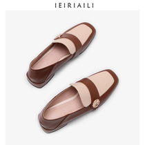 ins tide womens small leather shoes 2021 spring new Korean edition wild leather loafers lazy pedal flat shoes