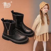 Womens shoes leather childrens Martin boots autumn and winter 2021 New plus velvet British boots childrens boots Joker