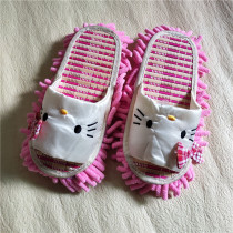 Childrens kt cat bamboo mat bottom chenille lazy floor slippers chenille shoes