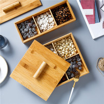 Japanese-style living room simple bamboo and wood grid dried fruit plate Wedding candy melon seeds nuts mixed brocade fruit box Snack storage box