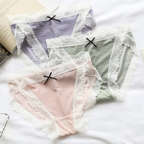 Underpants women Ice Silk girl cute Japanese lace lace sweet ultra-thin silky Silk no trace in the low waist breifs