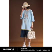 Unvesno (UN) lamb perched short-sleeved summer new genderless loose brand original retro T-shirt