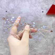 Net red Tongan square frame finished myopia glasses female large frame with degree can be matched with flat light display face small Han version Chaumen