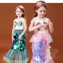 Girl Mermaid Tail Clothes Baby Fishtail Gown children Princess Leia Walk Show Costumes Dresses