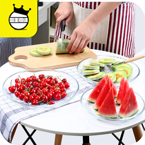 Nordic western plate round tempered glass pizza dried fruit dumplings heat-resistant microwave oven suitable