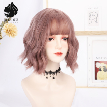 Wig short hair female summer wool roll natural full headgear round face age reduction short curly hair water ripple simulation wig set