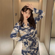 Sleepwear Women 2020 Autumn Winter New Korean version Long sleeves Long sleeves Long pants loose casual outwear net red cardiovertresses house ladies